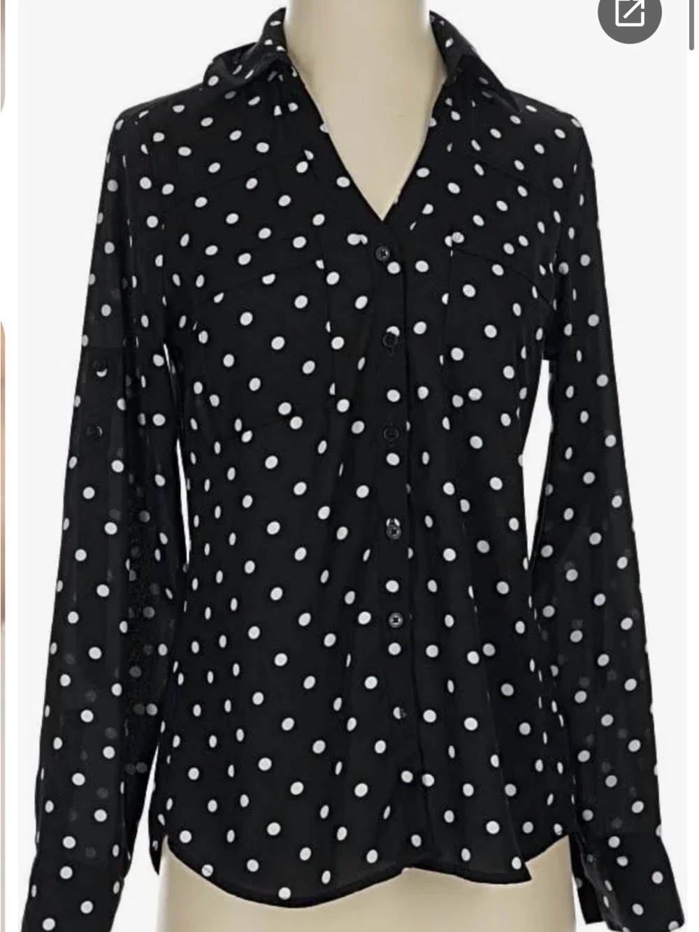 Black and White Polka Dot Button-Down Shirt